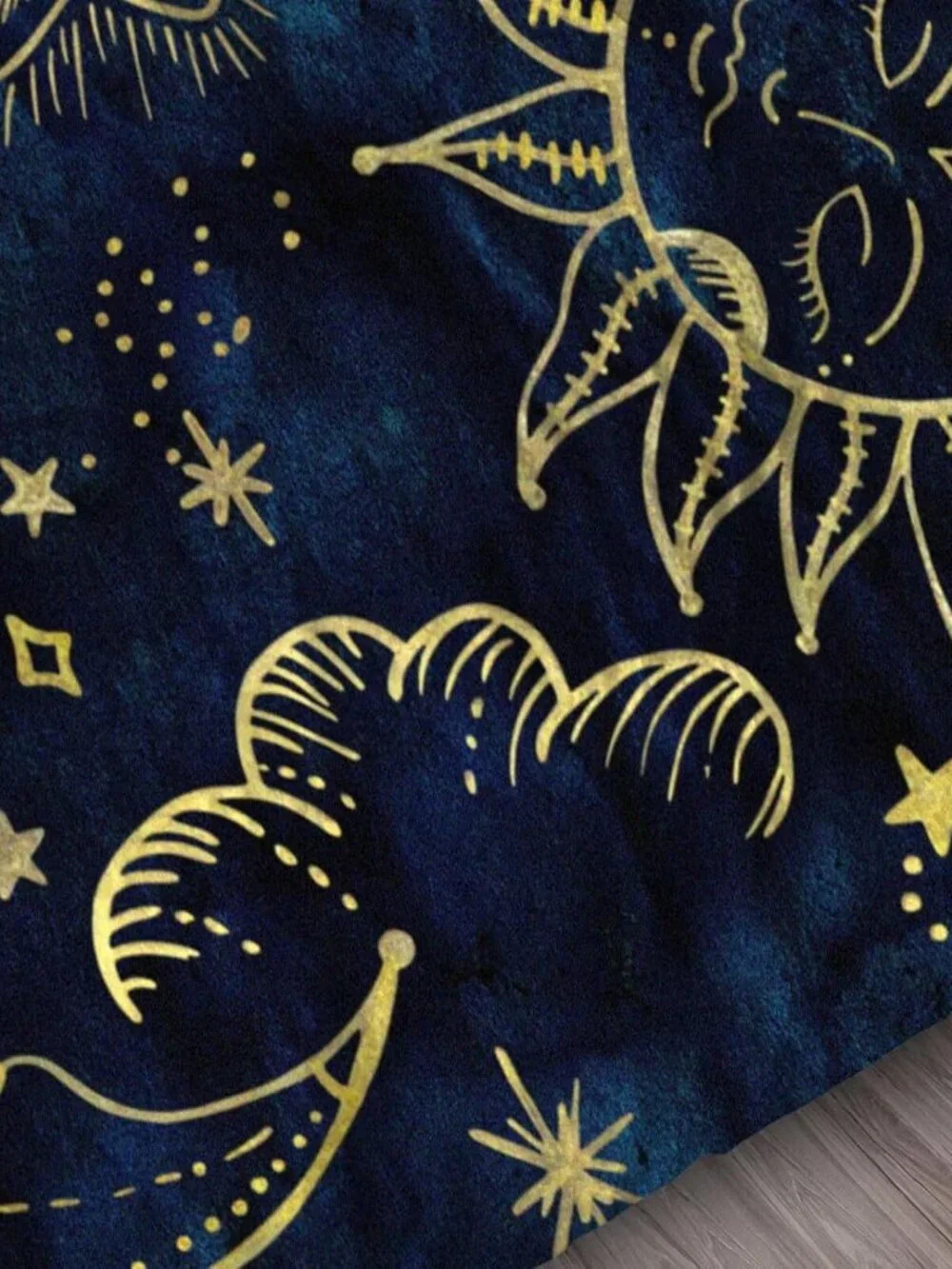 Sun and Moon Comforter Set Twin Size Blue Gold Celestial Boho Bedding for Kids A